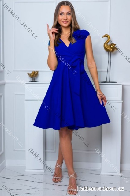 Šaty krátké elegantní bez rukávu dámské nadrozměr (36-50) POLSKÁ MÓDA PMLBF24NINA3 modrá královská 40