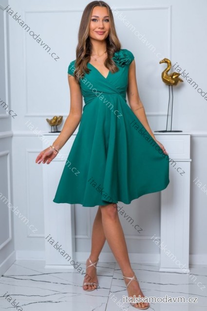 Šaty krátke elegantné bez rukávov dámske nadrozmer (36-50) POLSKÁ MÓDA PMLBF24NINA5 zelená 36
