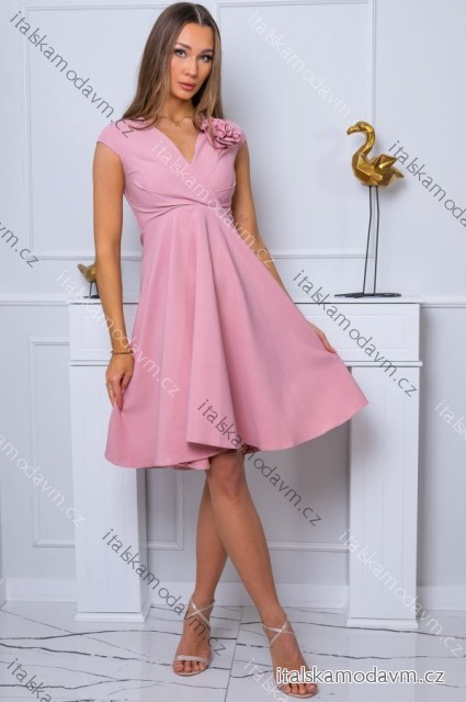 Šaty krátké elegantní bez rukávu dámské nadrozměr (36-50) POLSKÁ MÓDA PMLBF24NINA7 růžová starorůžová 50