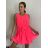 Šaty letní krátké bez rukávu šifonové dámské (S/M/L ONE SIZE) ITALSKÁ MÓDA IM424KALI/DU -   růžová neon -   S/M/L
