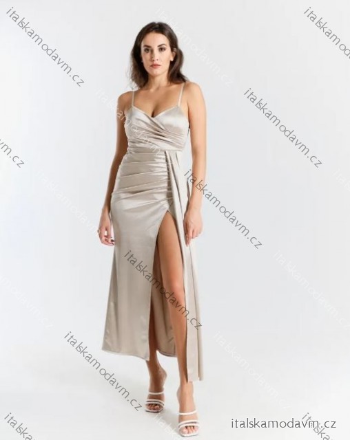 Šaty elegantné spoločenské plesové na ramienka dámske (S/M/L ONE SIZE) TALIANSKA MÓDA IMPSH246578/DR