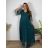 Šaty společenské elegantní třpitivé 3/4 rukáv dámské (48/50/52 ONE SIZE) ITALSKá MODA IMS25STELLA/DUR 48/50/52 modrá petrolejová