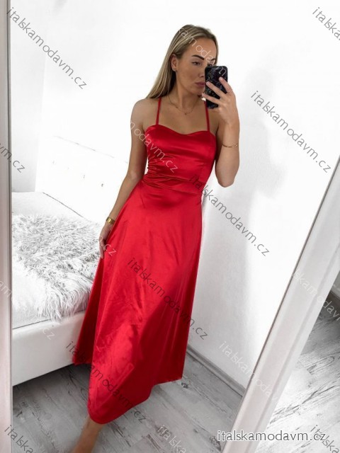 Šaty dlouhé společenské na ramínka dámské (S/M ONE SIZE) ITALSKÁ MÓDA IMPSH246456/DUR S/M červená