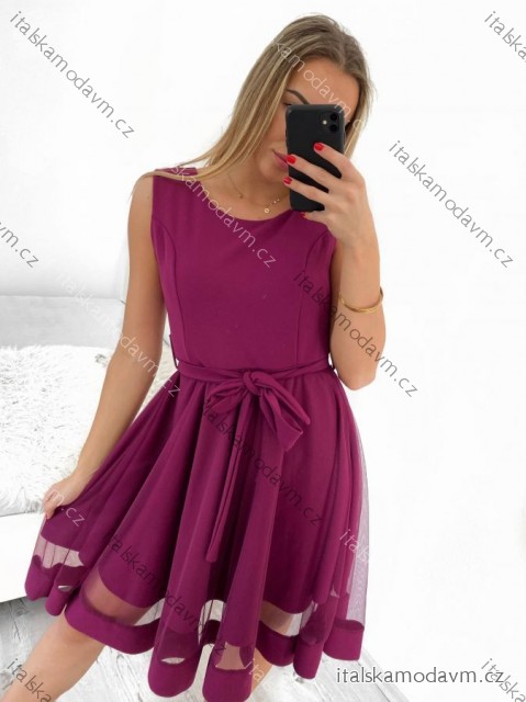 Šaty elegantní letní bez rukávu dámské (S/M/L ONE SIZE) ITALSKÁ MÓDA IM322SIMONE/DR fialová purpurová S/M/L