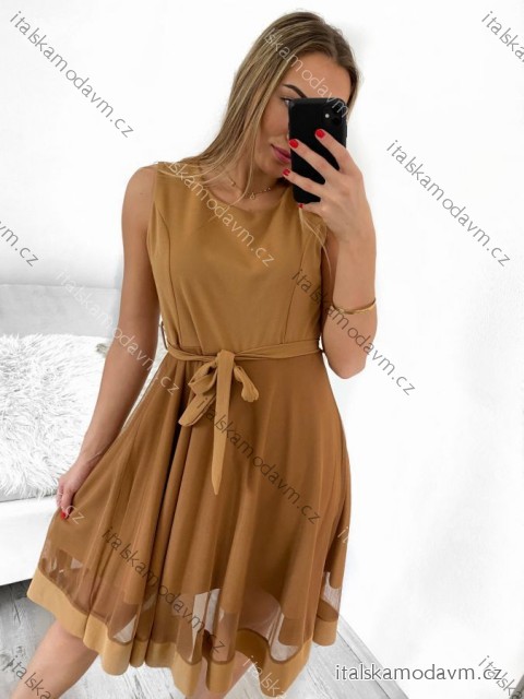 Šaty elegantné letné bez rukávov dámske (S/M/L ONE SIZE) TALIANSKA MÓDA IM322SIMONE/DR hnedá S/M/L