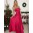 Šaty dlhé elegantné spoločenské letné na ramienka dámske (S/M ONE SIZE) TALIANSKA MÓDA IMPSH222935/DU -   svetlozelená -   S/M/L