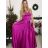 Šaty dlhé elegantné spoločenské letné na ramienka dámske (S/M ONE SIZE) TALIANSKA MÓDA IMPSH222935/DU -   svetlozelená -   S/M/L
