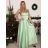 Šaty dlhé elegantné spoločenské letné na ramienka dámske (S/M ONE SIZE) TALIANSKA MÓDA IMPSH222935/DU -   svetlozelená -   S/M/L