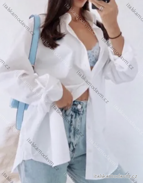 Košeľa dlhý rukáv dámska (S/M/L ONE SIZE) TALIANSKA MÓDA IMPBB23C16680/DUR biela S/M/L