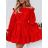Šaty krátké elegantní letní s páskem dlouhý rukáv dámské nadrozměr (48/50/52 ONE SIZE) ITALSKÁ MÓDA IMD24433-1 Černá 48/50/52
