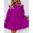Šaty krátké elegantní letní s páskem dlouhý rukáv dámské nadrozměr (48/50/52 ONE SIZE) ITALSKÁ MÓDA IMD24433-1 Černá 48/50/52