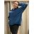 Tunika dlouhý rukáv dámská nadrozměr (3XL/4XL ONE SIZE) ITALSKÁ MÓDA IMWQ21186/DR modrá 3XL/4XL