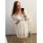 Šaty elegantný šifonové, žabičkování dlhý rukáv dámske nadrozměr  (X/2XLL ONE SIZE) TALIANSKA MóDA IM422VERONA tmavo modrá XL/2XL