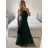 Šaty dlhé elegantné spoločenské bez rukávov dámske (S/M ONE SIZE) TALIANSKA MÓDA IMPSH223623/DUR smaragdová S/M