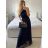 Šaty dlouhé elegantní společenské bez rukávu dámské (S/M ONE SIZE) ITALSKÁ MÓDA IMPSH223623/DUR tm. modrá S/M