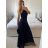 Šaty dlouhé elegantní společenské bez rukávu dámské (S/M ONE SIZE) ITALSKÁ MÓDA IMPSH223623/DUR tm. modrá S/M