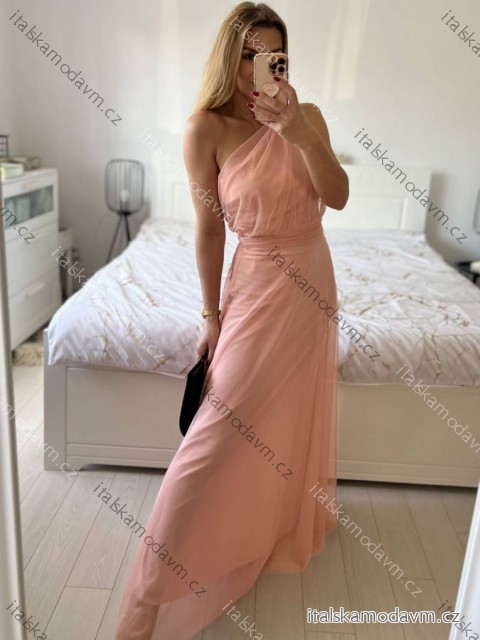 Šaty dlhé elegantné spoločenské bez rukávov dámske (S/M ONE SIZE) TALIANSKA MÓDA IMPSH223623/DUR sv. růžová S/M