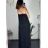 Šaty dlhé letné na ramienka dámske Rebeca (S/M ONE SIZE) TALIANSKA MÓDA IMD23472/DUR - Čierna - S/M