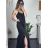 Šaty dlhé letné na ramienka dámske Rebeca (S/M ONE SIZE) TALIANSKA MÓDA IMD23472/DUR - Čierna - S/M
