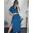 Šaty letné košeľové s opaskom krátky rukáv dámske (S/M/L ONE SIZE) TALIANSKA MóDA IM424486/DR modrá mintova M / L