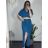 Šaty letné košeľové s opaskom krátky rukáv dámske (S/M/L ONE SIZE) TALIANSKA MóDA IM424486/DR modrá mintova M / L