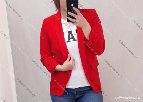 Sako elegantní dlouhý rukáv dámské (40/42/44 ONE SIZE) ITALSKÁ MÓDA IMBM25008/DUR červená 
