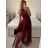 Šaty dlouhé společenské plesové bez rukávu dámské (S/M ONE SIZE) ITALSKÁ MÓDA IMHMS23148/DU vínová S/M/L