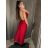 Šaty dlhé elegantné spoločenské trblietavé na ramienka dámske (S/M/L ONE SIZE) TALIANSKA MÓDA IMPSH2593328 červená S/M/L