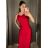 Šaty dlhé elegantné spoločenské trblietavé na ramienka dámske (S/M/L ONE SIZE) TALIANSKA MÓDA IMPSH2593328 červená S/M/L