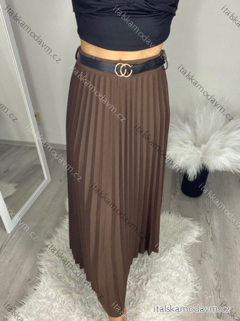Sukňa dlhá skladaná s opaskom dámska (S/M/L ONE SIZE) TALIANSKA MÓDA IM324ARIANA/DR S/M/L hnedá