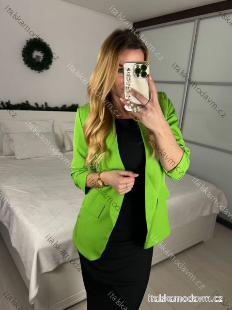 Sako elegantný dlhý rukáv dámske nadrozmer (one size S/M) TALIANSKA MÓDA IMWDD24008/DR -   zelená neon -   S/M/L