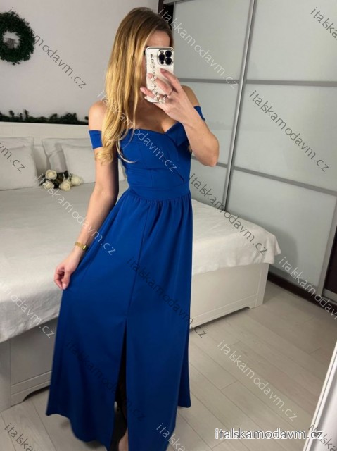 Šaty dlhé spoločenské na ramienka carmen dámske LARA (S/M ONE SIZE) TALIANSKA MÓDA IMS24LARA/DUR