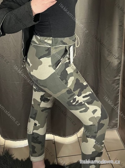 Tepláky dlouhé dámské (S/M ONE SIZE) ITALSKÁ MÓDA IMM23M0035/DR -   maskáčová -   S/M