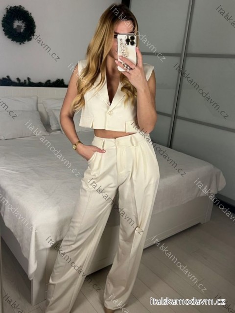 Súprava elegantné nohavice dlhé a vesta bez rukávov dámska (S/M ONE SIZE) IMM24M35555/DU