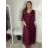 Šaty spoločenské elegantné 3/4 rukáv dámske (S/M/L ONE SIZE) TALIANSKA MODA IMS25KRISTA/DR S/M/L vínová