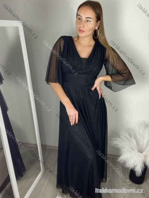 Šaty spoločenské elegantné 3/4 rukáv dámske (S/M/L ONE SIZE) TALIANSKA MODA IMS25KRISTA/DR