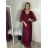Šaty spoločenské elegantné 3/4 rukáv dámske (S/M/L ONE SIZE) TALIANSKA MODA IMS25KRISTA/DR S/M/L vínová