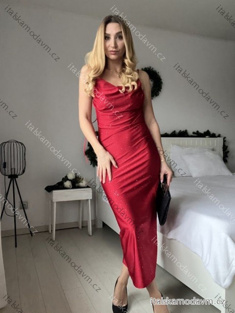 Šaty dlouhé elegantní společenské třpytivé na ramínka dámské (S/M/L ONE SIZE) ITALSKÁ MÓDA IMPSH2593328