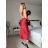 Šaty dlhé elegantné spoločenské trblietavé na ramienka dámske (S/M/L ONE SIZE) TALIANSKA MÓDA IMPSH2593328 červená S/M/L