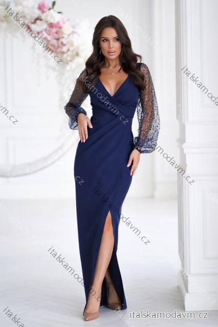 Šaty spoločenské dlhý rukáv dámske (34-48) POLSKÁ MÓDA PMLBC25314-01