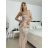 Šaty dlhé elegantné spoločenské flitrové na ramienka dámske (S/M/L ONE SIZE) TALIANSKA MÓDA IMPSH2583785