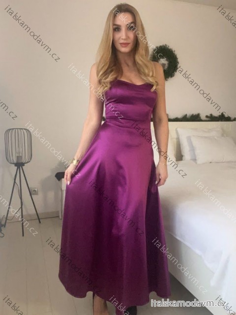 Šaty dlouhé společenské na ramínka dámské (S/M ONE SIZE) ITALSKÁ MÓDA IMPSH246456/DUR S/M fialová