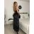 Šaty dlhé spoločenské na ramienka dámske (S/M ONE SIZE) TALIANSKA MÓDA IMPSH236505/DUR černá S/M/L