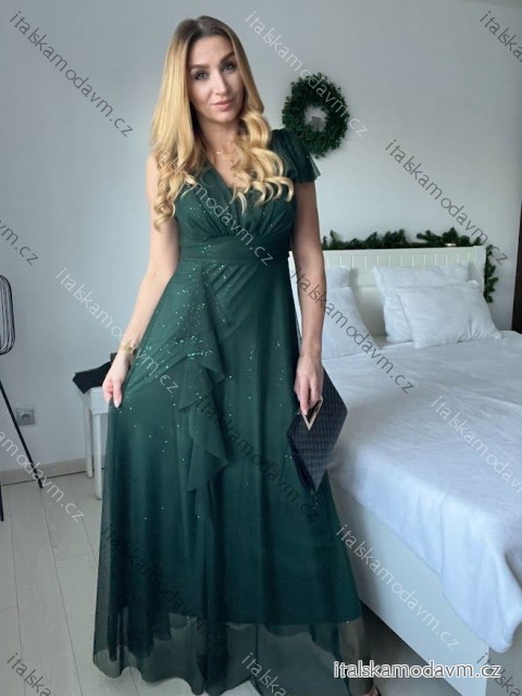 Šaty dlhé spoločenské trblietavé bez rukávov dámske (S/M/L ONE SIZE) TALIANSKA MÓDA IMPSH2520034/DR