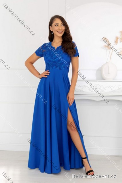 Šaty dlhé spoločenské krátky rukáv dámske (36-56) POLSKÁ MÓDA PMLMR23PAULA-7