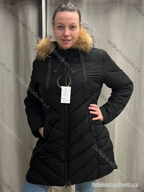 Kabát zimný na zips s kapucňou dlhý rukáv dámsky (S-3XL ONE SIZE) TALIANSKA MÓDA IMPNF242537