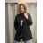 Kabát zimní na zip s kapucí dlouhý rukáv dámský (S-3XL ONE SIZE) ITALSKÁ MÓDA IMPNF242537 Černá 2XL