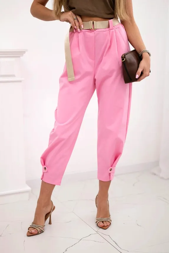 Kalhoty elegantní s páskem 3/4 krátké dámské (S/M/L ONE SIZE) ITALSKÁ MÓDA IMPLI257048