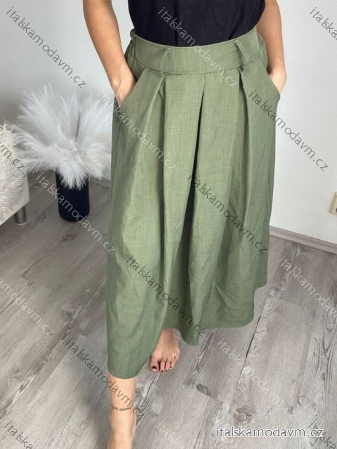 Sukňa dlhá dámska (S/M ONE SIZE) TALIANSKA MÓDA IMC25LEONA/DR S / M zelená khaki