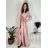 Šaty dlhé elegantné saténové dlhý rukáv dámske (S/M ONE SIZE) TALIANSKA MÓDA IMPBB24O782/DUR S / M zlatá